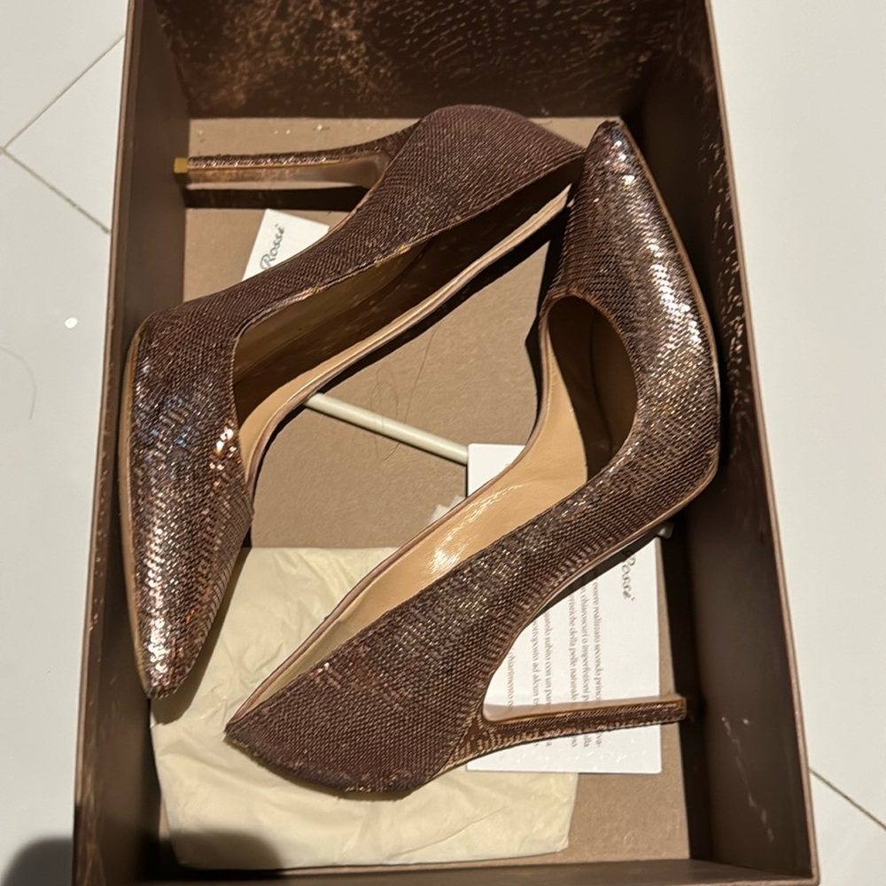 Gianvito Rossi palladium sequin pumps rose gold 38 Harvey Nichols